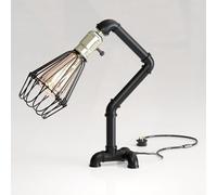 LEDSone Industrial Steampunk Pipe Desk Lamp Vintage Water Pipe Table Light 40cm Black E27 Retro Bedside Lamp for Bedroom Living Room Office Study Loft Lighting