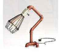 LEDSone Industrial Steampunk Pipe Desk Lamp Vintage Water Pipe Table Light 40cm Rustic Red E27 Retro Bedside Lamp for Bedroom Living Room Office Study Loft Lighting