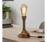 LEDSone Industrial Steampunk Pipe Lamp Vintage Retro Desk Light Creative Water Pipe Table Lamp 21cm Brushed Copper E27 Lighting Fixture for Bedside, Living Room, Bedroom, Study Room, Bar, Restaurants
