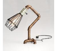 LEDSone Industrial Steampunk Pipe Lamp Vintage Retro Desk Light Creative Water Pipe Table Lamp 40cm Brushed Copper E27 Lighting Fixture for Bedside, Living Room, Bedroom, Study Room, Office