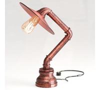LEDSone Industrial Steampunk Pipe Table Lamp 31cm Rustic Red E27 Desk Light