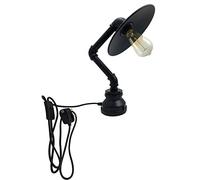 LEDSone Industrial Steampunk Pipe Table Lamp Vintage Retro Desk Light 31cm Black E27 Bedside Lamp for Living Room, Bedroom, Study, Office Décor