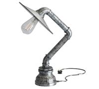 LEDSone Industrial Steampunk Pipe Table Lamp Vintage Retro Desk Light 31cm Brushed Silver E27 Bedside Lamp for Living Room, Bedroom, Study, Office Décor