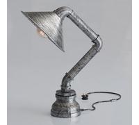 LEDSone Industrial Steampunk Pipe Table Lamp Vintage Retro Desk Light 31cm Brushed Silver E27 Bedside Lamp for Living Room, Bedroom, Study, Office Décor