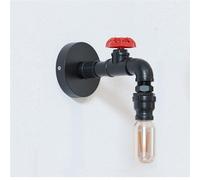 Ledsone Industrial Steampunk Wall Light Water Pipe Led E27 Wall Sconce With Red Valve And Back Box, Retro Metal Wall Lamp Fixture