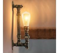 LEDSone Industrial Steampunk Water Pipe Wall Light Vintage Rustic Metal Brushed Copper Wall Sconce E27 Wall Lamp for Bedroom, Kitchen, Café, Bar, Farmhouse Décor