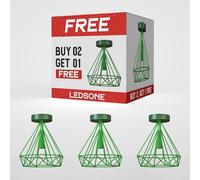 LEDSone Industrial Style 2 Pack Ceiling Light Wire Basket Metal Basket Green Lampshades Easy Fit Diamond Shaped Fitting Semi Flush Mount Pendant for Indoor Home Décor & Improvement Essentials