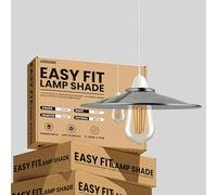 LEDSone Industrial Style Chrome Metal Ceiling Light Shade Easy Fit 22cm Flat Pendant Lighting Lamp Shade with Reducer Ring Childern Living Room Hallway Restaurant & Home Improvement