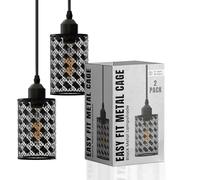 LEDSone Industrial Style Metal Cage Easy Fit Wire cage Lampshade for Indoor Pendant Lights Lights Shade for Dining Room Bedroom Loft Hallway (Black A-2 Pack)