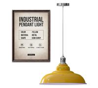 Ledsone Industrial Style Pendant Light Yellow And Chrome Ceiling Light With Shade