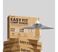LEDSone Industrial Style Satin Nickel Brass Metal Ceiling Light Shade Easy Fit 22cm Flat Pendant Lighting Lamp Shade with Reducer Ring Childern Living Room Hallway Restaurant & Home Improvement