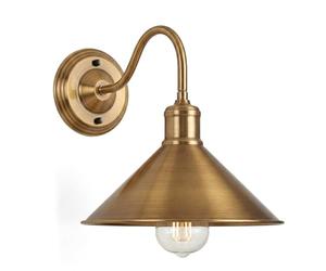 LEDSone Industrial Style Vintage Wall Lights 22cm Yellow Brass Cone Lampshade Rustic E27 Sconce Lamp for Home Décor, Bedroom Bedside, Living Room, Hallway Decorate Fixture