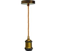 LEDSone Industrial Vintage 2M Twisted Ceiling Pendant Light Lamp Holder E27 Light Fitting Kit for Indoor Lightings (Yellow Brass)
