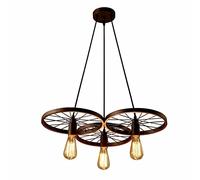 LEDSone Industrial Vintage 3 Head Wheel Pendant Light with 30cm Brushed Copper Metal Lampshade Ceiling Fittings for Living Room Dining Room Bedroom Hallway Kitchen Office.