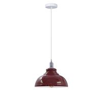Ledsone Industrial Vintage Ceiling Hanging E27 Lamp Holder 29Cm Metal Pendant Curvy Lampshades Lights Fixtures - Burgundy