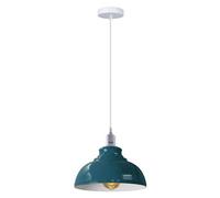 Ledsone Industrial Vintage Ceiling Hanging E27 Lamp Holder 29Cm Metal Pendant Curvy Lampshades Lights Fixtures - Cyan Blue