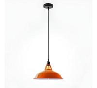 Ledsone Industrial Vintage E27 Adjustable Pendant Lamp With Orange Barn Slotted Shade For Kitchen Restaurant Bar Or Balcony