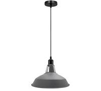 LEDSone Industrial Vintage E27 One Head Ceiling Hanging Adjustable Pendant Lamp with Grey Barn Slotted Light Shades for Kitchen Restaurant Bar Balcony