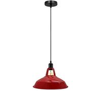 LEDSone Industrial Vintage E27 One Head Ceiling Hanging Adjustable Pendant Lamp with Red Barn Slotted Light Shades for Kitchen Restaurant Bar Balcony