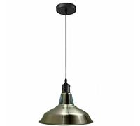 LEDSone Industrial Vintage E27 One Head Ceiling Hanging Adjustable Pendant Lamp with Satin Nickel Barn Slotted Light Shades for Kitchen Restaurant Bar Balcony