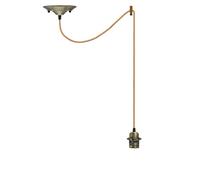 LEDSone Vintage Suspension Light Fitting - Green Brass Metal E27 Screw Lampholder with 195cm Adjustable Cable - Retro Hanging Ceiling Pendant for Kitchen, Bar, Cafe, or Home Decor