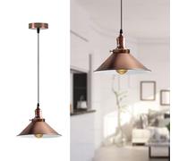 LEDSone Industrial Vintage Pendant Light Shade,Metal Hanging Ceiling Lamp with Adjustable Cord E27, Retro Lighting for Kitchen, Dining Room, Living Room (Without Bulb, Single Pendant Light)