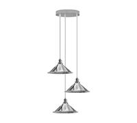 LEDSone Industrial Vintage Retro Rustic Metal Shade Pendant Light, Loft Bar Modern Kitchen Hanging Ceiling Light, Cafe Living Room Light Fittings Lamp Fixture Chandelier (Chrome) (Round Base 3 Head)