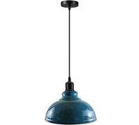 LEDSone Industrial Vintage Retro Style Ceiling Hanging Pendant Light Chandelier with Cyan Blue Colour Curvy Dome Lamp Shades E27 UK Holder