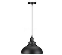 LEDSone Industrial Vintage Retro Style Ceiling Hanging Pendant Light Chandelier with Various Colour Curvy Dome Lamp Shades E27 UK Holder (Black)