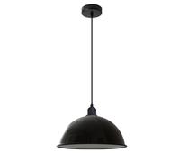 LEDSone Industrial Vintage Retro Style Ceiling Hanging Pendant Light Chandelier with Various Colour 40CM Dome Lamp Shades E27 UK Holder (Shiny Black Inner White)
