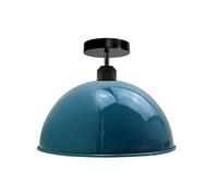 LEDSone Industrial Vintage Semi Flush Mount Ceiling Lighting, Ceiling Lamp Metal Dome Shape Downlight Cyan Blue Lamp Shade E27 UK Holder (Cyan Blue)