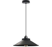 LEDSone Industrial Vintage Style Ceiling Hanging Pendant Lamp with Light Metal Shades E27 Adjustable Hanging Light Fixture for Bedroom Living Room (Black, Without Bulb)