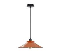LEDSone Industrial Vintage Style Ceiling Hanging Pendant Lamp with Light Metal Shades E27 Adjustable Hanging Light Fixture for Bedroom Living Room (Orange, with Bulb)