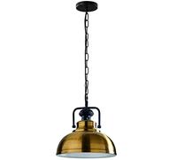 LEDSone Industrial Vintage Style Pendant Light Fitting E27 Flush Mount Ceiling Chandelier 29 cm Yellow Brass Curvy Dome Lamp Shade for Hanging bin Kitchen Bedroom Hallway Lighting