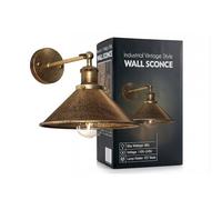 LEDSone Industrial Vintage Wall Sconce with Adjustable Swivel Head, Metal Cone Shade, E27 Base, Antique Copper Finish, Indoor Wall Light for Bedroom, Living Room, Hallway (Brushed Copper)