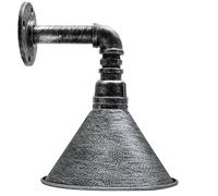 LEDSone Industrial Vintage Water Pipe Wall Light Conical Metal Lampshade in Brushed Silver with E27 Socket Steampunk Sconces Ideal for Farmhouse, Bedroom Decoration Fixtures