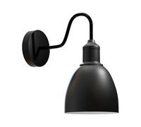 LEDSone Industrial Wall Light Swan Neck Metal Arm 15cm Width Black Shade E27 Sconce Set Light Fixture for Living Room Outdoor Dining Room Kitchen. (Black)