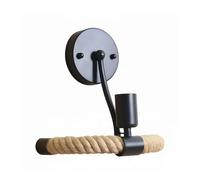 LEDSone Black Wall Lights Rope Indoor Wall Lamps Vintage E27 180° Adjustable Wall Sconce Lights for Bedroom Living Room Kitchen Hallway Restaurant Bar (Bulb Not Included)