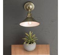 LEDSone Industrial Wall Lights with Adjustable Arm E27 22 centimetres in Green Brass Metal Cone for Living Room and Bedroom and Office and Home Décor