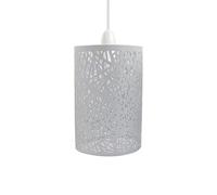 LEDSone Industrial White Wire Cage Ceiling Light Shade - Easy Fit Metal Pendant Lamp Shade with Reducer Ring, E27 Light Fitting, Vintage Retro Ceiling Lampshade for Living Room, Bedroom, Kitchen