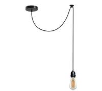 LEDSone IP65 Waterproof Pendant Light Fitting E27 Black 2m Cable with Bulb