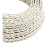 LEDSone Ivory 16ft Vintage 2 Core Twisted Cable Fabric Cloth Covered Electrical Wire, 5m 2 Conductors 18 Gauge Textile Electric Cable Wire Coated in Vintage Fabric for Lighting DIY Projects (Ivory)