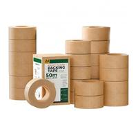 LEDSone Kraft Paper Packing Tape 24 Rolls With Industrial Strength Long 50m x 48mm Suitable For Carton Sealing Brown Eco Friendly Tear Resistant Adhesive For Secure Moving Mailing Storage