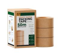 Kraft Paper Packing Tape 3 Rolls With Industrial Strength Long 50m x 48mm Suitable For Carton Sealing Brown Eco Friendly Tear Resistant Adhesive For Secure Moving Mailing Storage And Shipping Needs