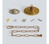LEDSone Lamp Base 80cm Ceiling Rose Chain Pendant Light Socket Fitting Bulb Holder Screw Kit For Retro Incandescent Lampholders (Yellow Brass)