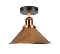 LEDSone Lamp Shade Semi Flush Mount Brushed Copper Ceiling E27 Bulb Base Lighting Industrial Vintage Metal Flat Shape Downlight Living Room Indoor Decoration