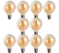 LEDSone LED E27 Bulb, Edison G95 8W Dimmable Screw LED Filament Globe Bulb, Warm White 2700K Amber Glass 800Lumens, Old Fashioned Vintage Decorative Light Bulb, Pack of 10
