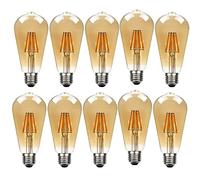 LEDSone LED E27 Bulb, ST64 8W(60W Equivalent) LED Dimmable Filament 2700K Warm White Amber Glass Teardrop Shape Edison Screw Vintage Style Squirrel Cage Lamp - Pack of 10 [Energy Class A]