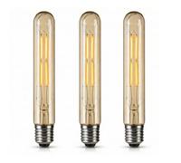LEDSone LED E27 Edison Light Bulb, T185 4W (40W Equivalent) DIMMABLE LED Filament Warm White 2700K Amber 450LM | Vintage Style185mm Tubular Screw Energy Saving Light Bulb (Pack 3)