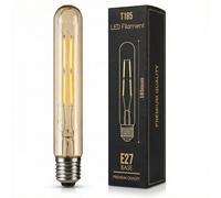 LEDSone LED E27 Edison Light Bulb, T185 4W (40W Equivalent) DIMMABLE LED Filament Warm White 2700K Amber 450LM | Vintage Style185mm Tubular Screw Energy Saving Light Bulb (Pack 1)